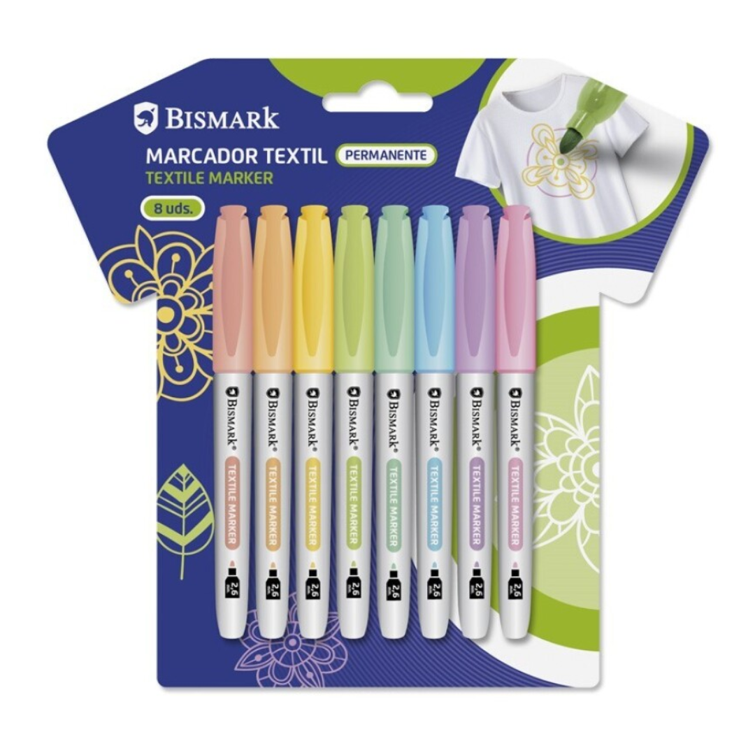 Permanent Textile Markers, 8-core pastel PSS