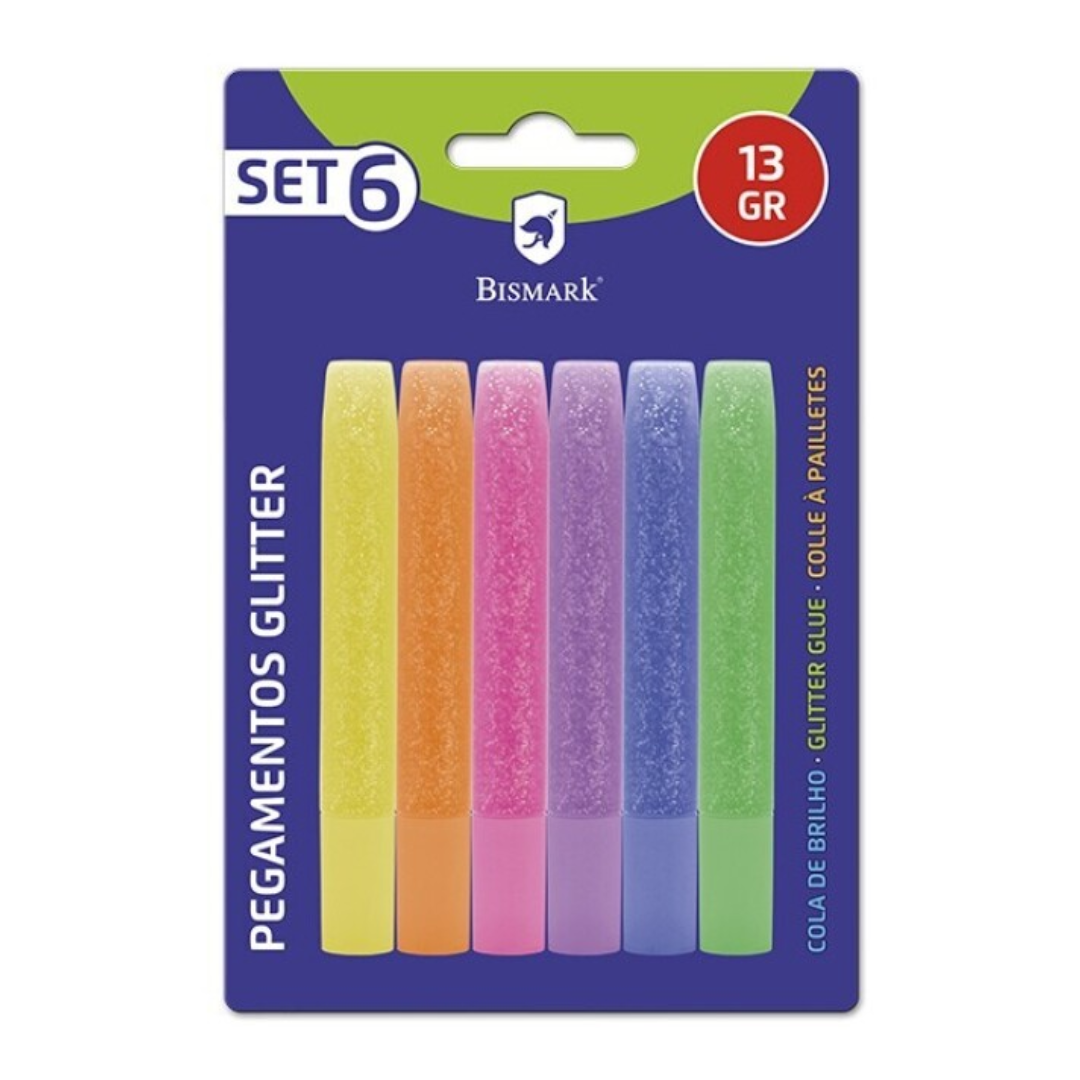 Neon Glitter Glue Tubes, 6 colours, 13g, Bism. PSS