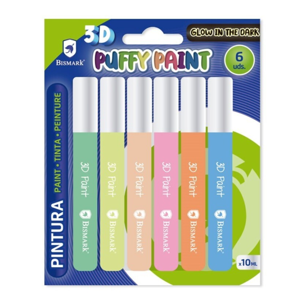 Tinta 3D Glow in the Dark 6un. 10ml Bismark PSS
