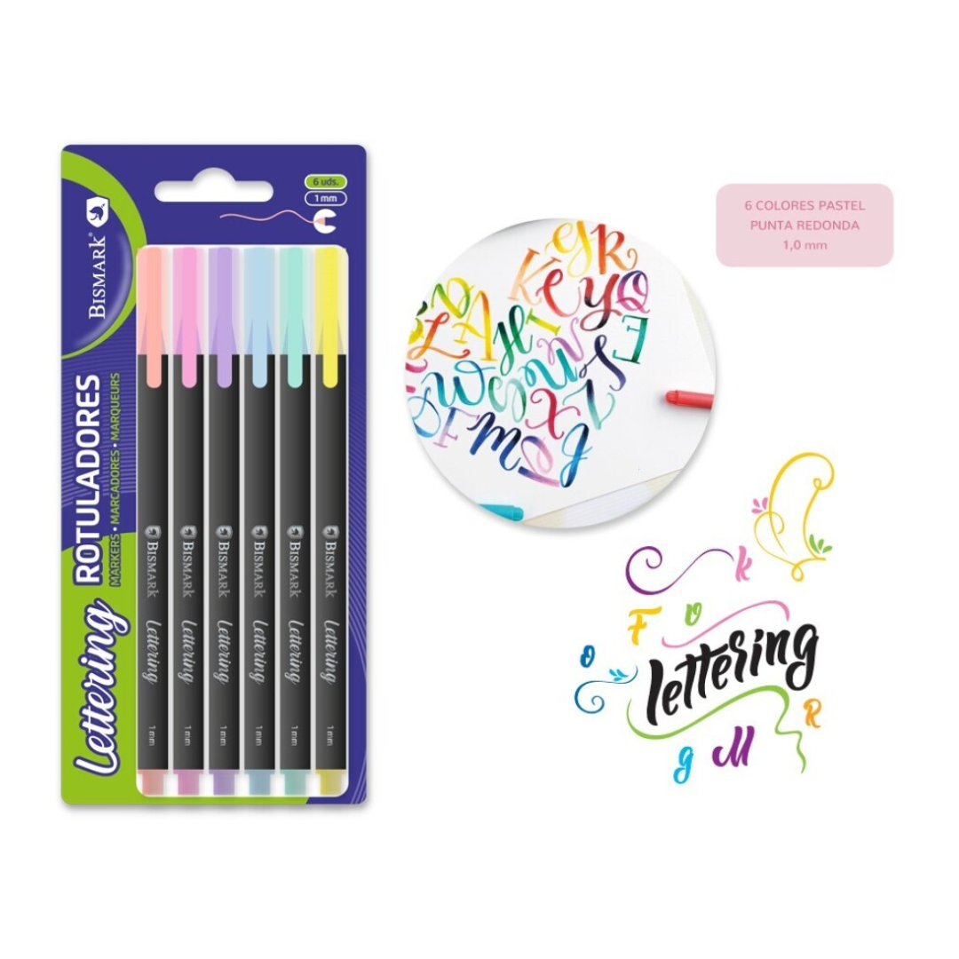 PSS 6-colour pastel lettering markers