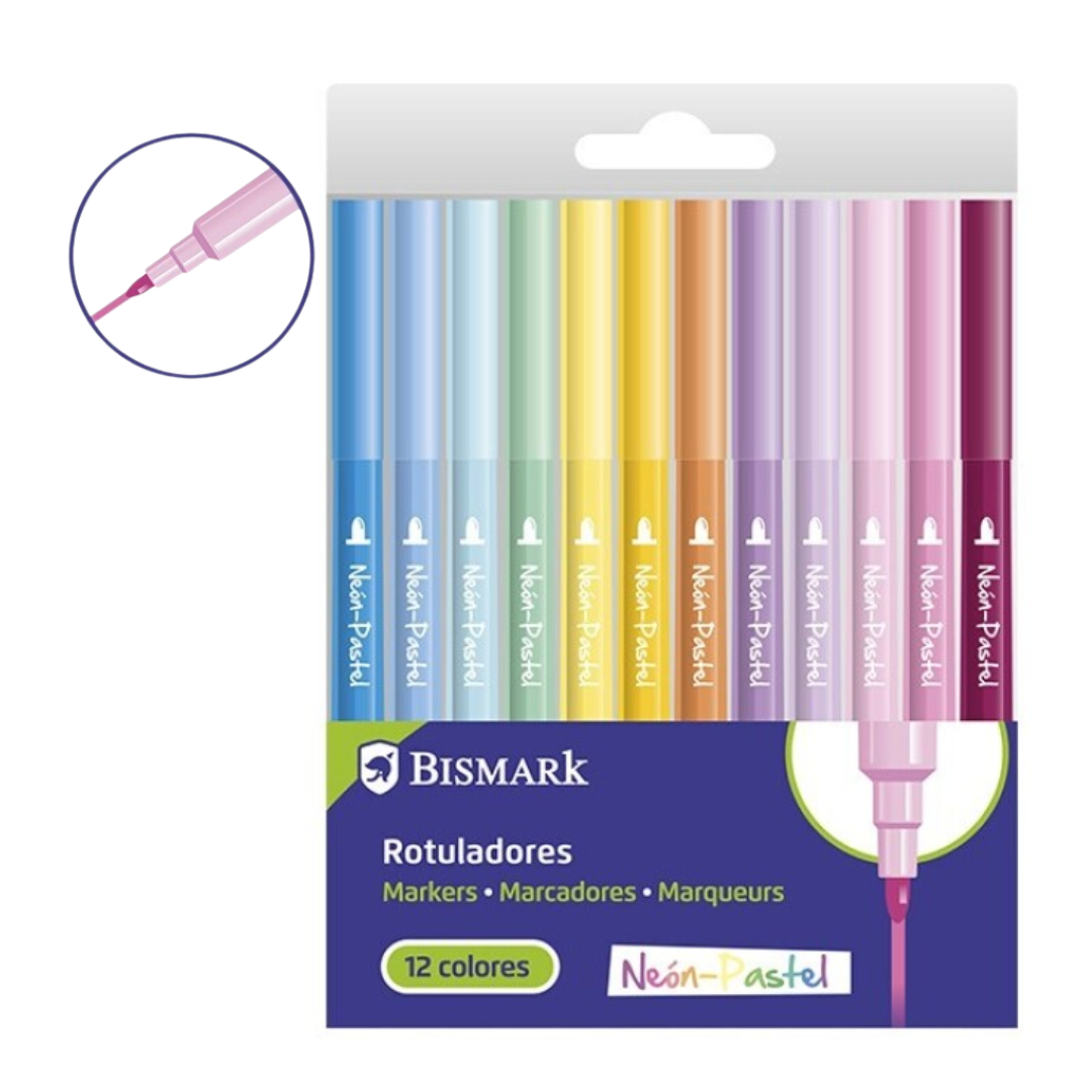 Neon-pastel 12-colour PSS markers