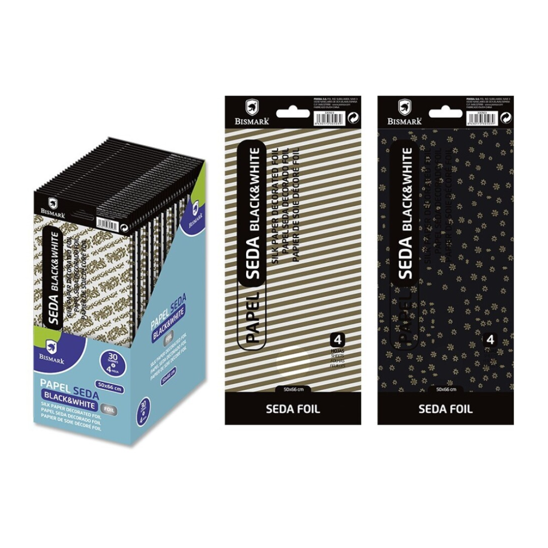 White/black tissue paper with metallic sheet. 4F PSS