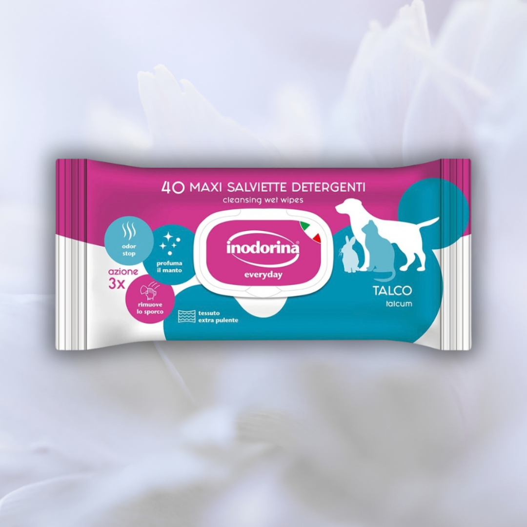 Paw Wipes, 40-pack. Inodorina Refresh Talc PP