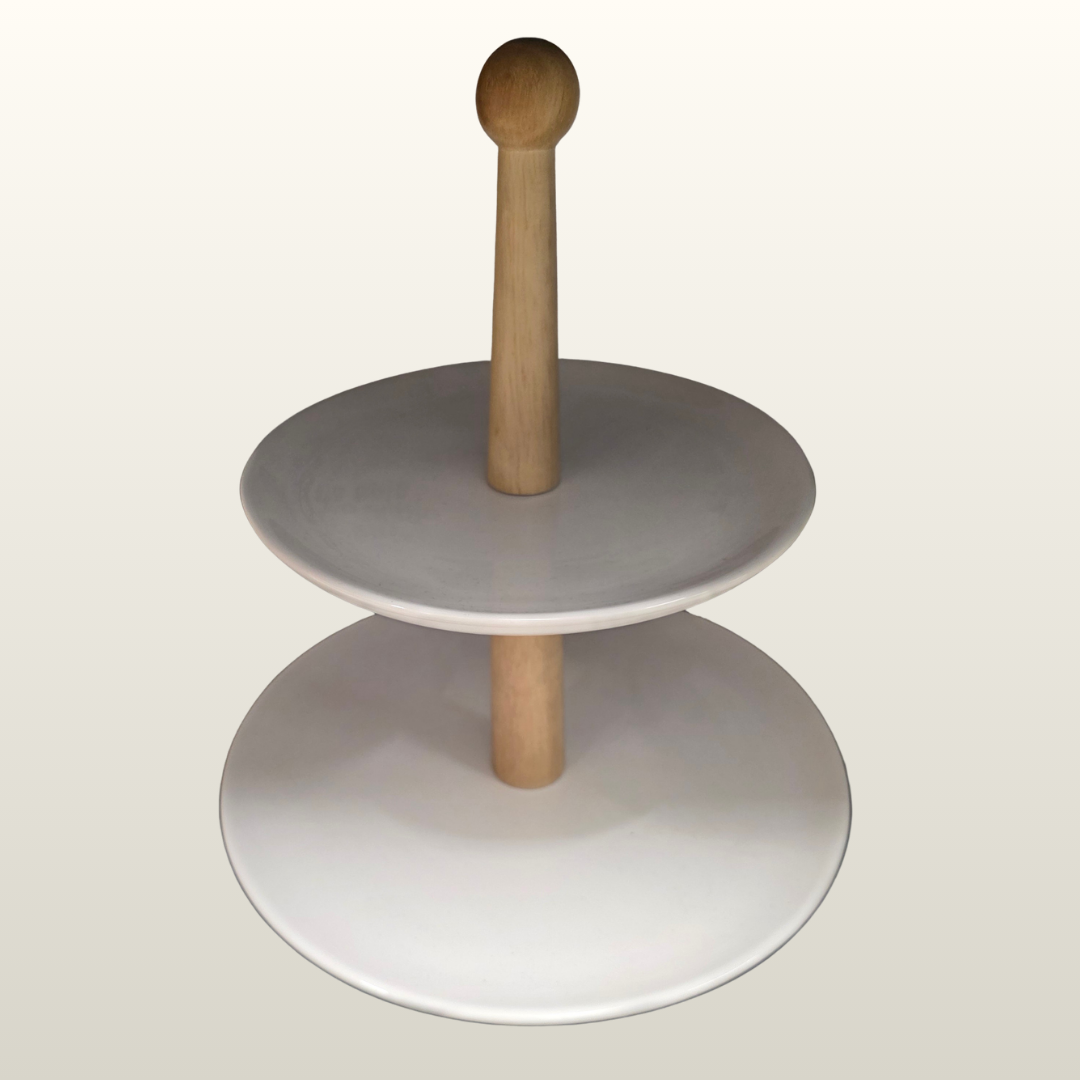 White Bamboo Ceramic Double Plate PN
