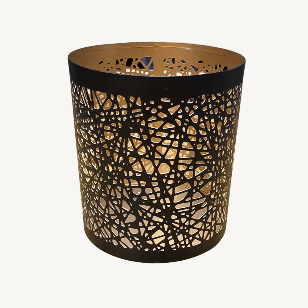 BLACK AND GOLD ABSTRACT AR CANDLE HOLDER