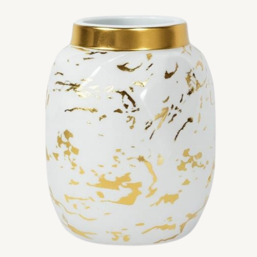 White and Gold Dec. Jug 11x11x13cm AB