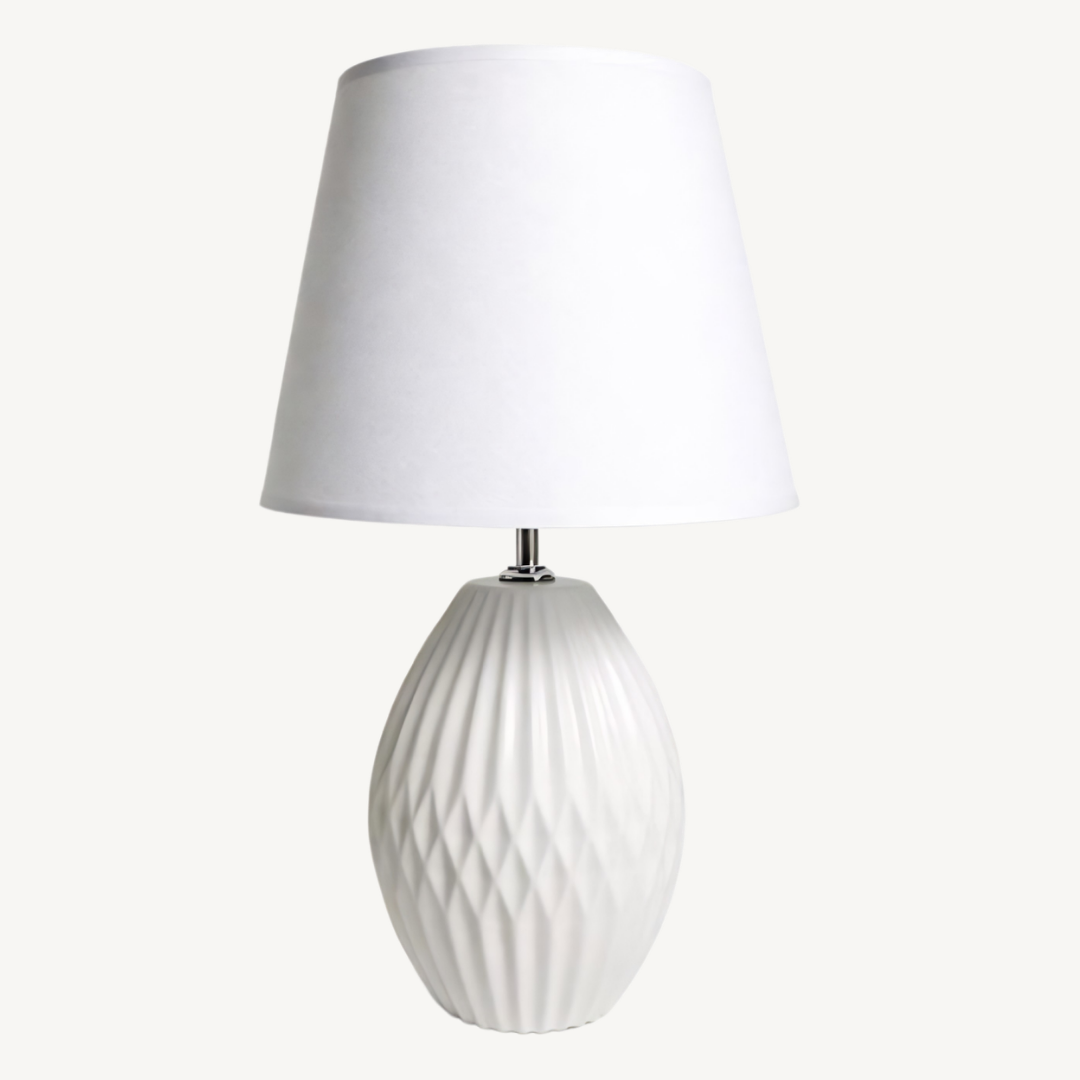 White Lamp with Ceramic Base, 30.5 cm AB