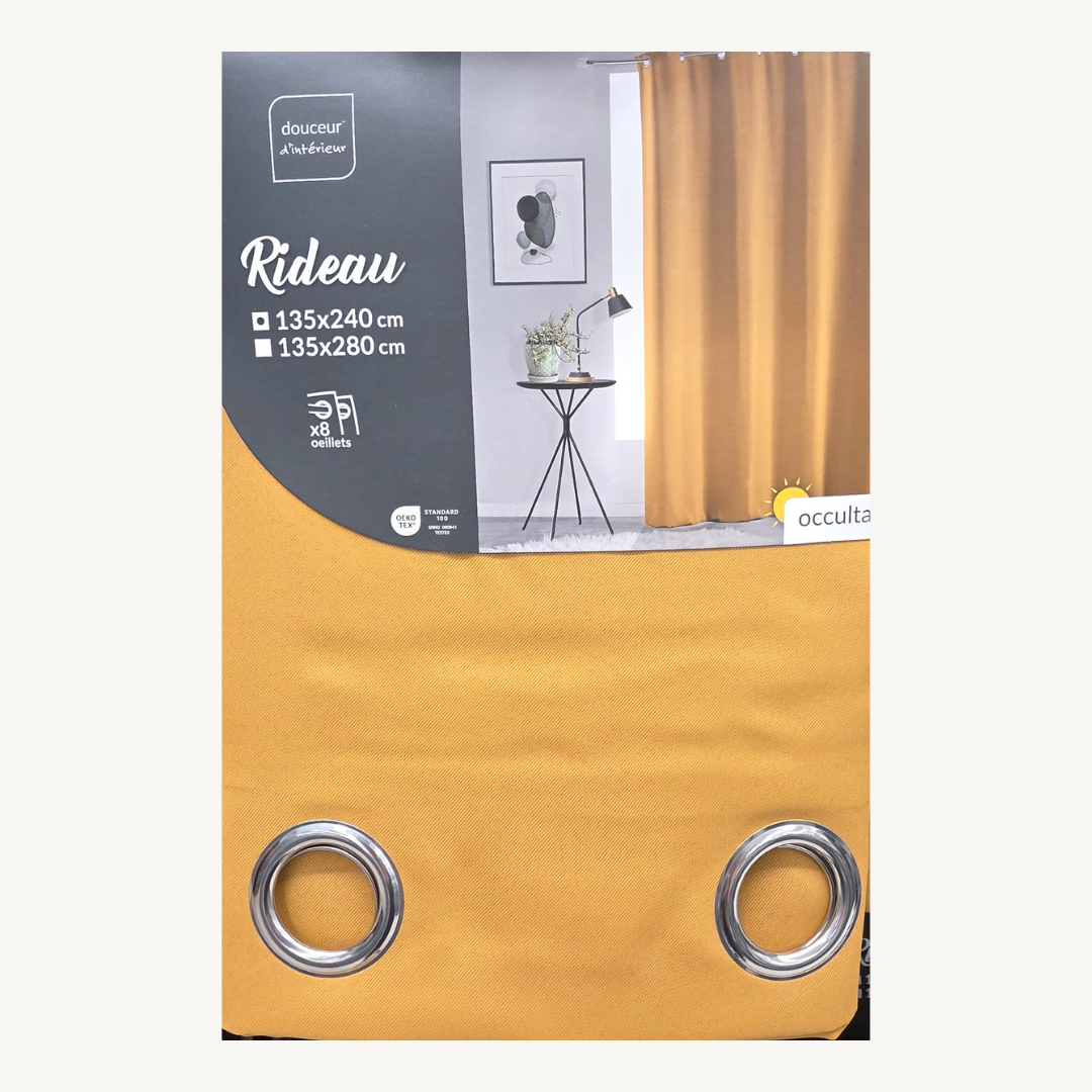 Curtain with eyelets, 135x240cm, Ochre Yellow, Opaque, Plain, U10