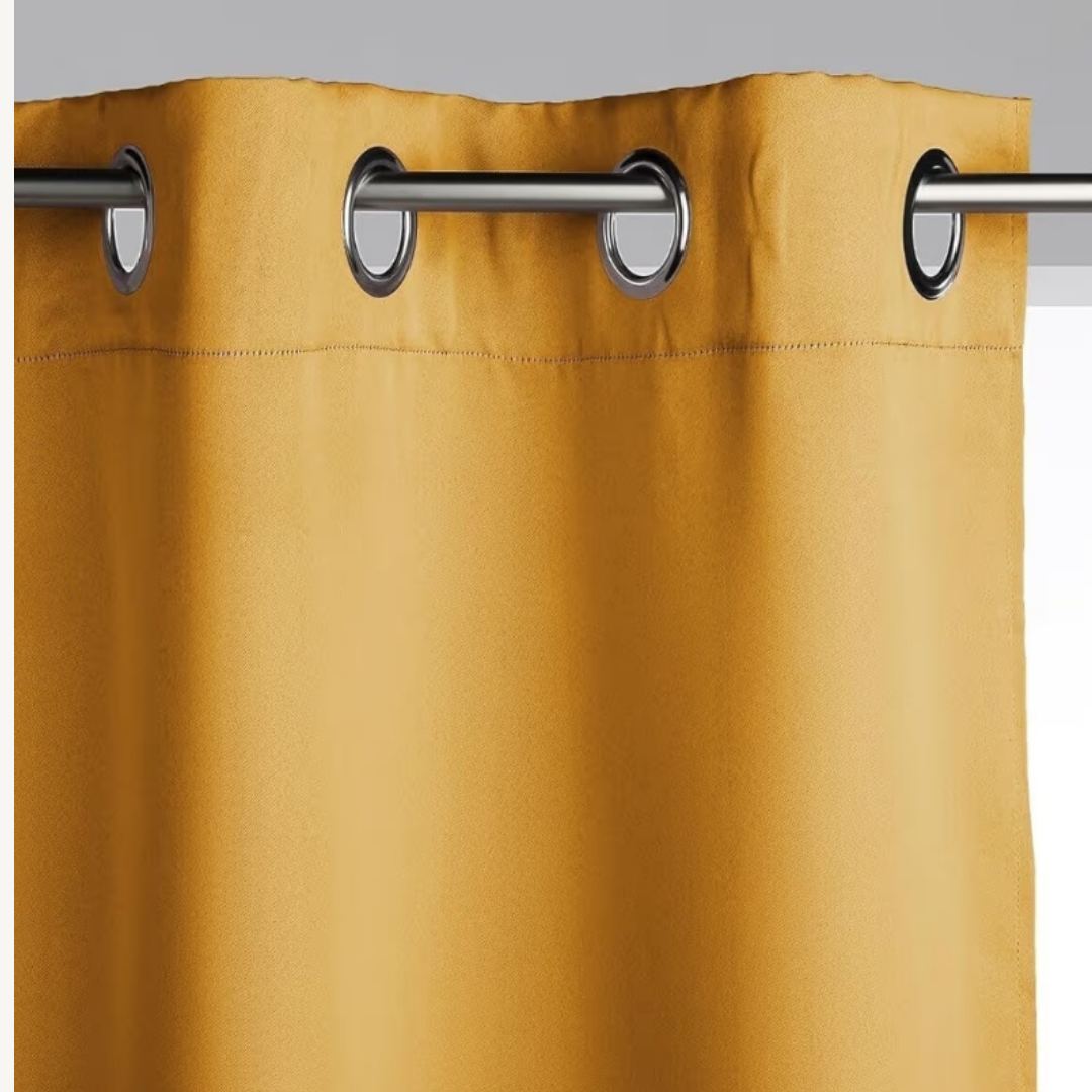 Curtain with eyelets, 135x240cm, Ochre Yellow, Opaque, Plain, U10