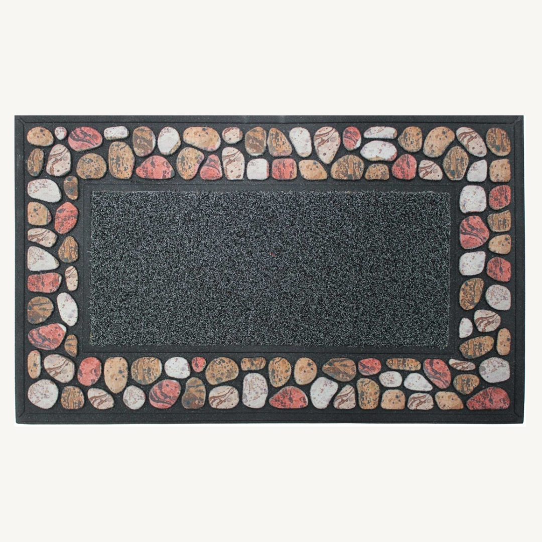Rectangular 45x75cm Rubber Embossed Cailloux U10 Mat