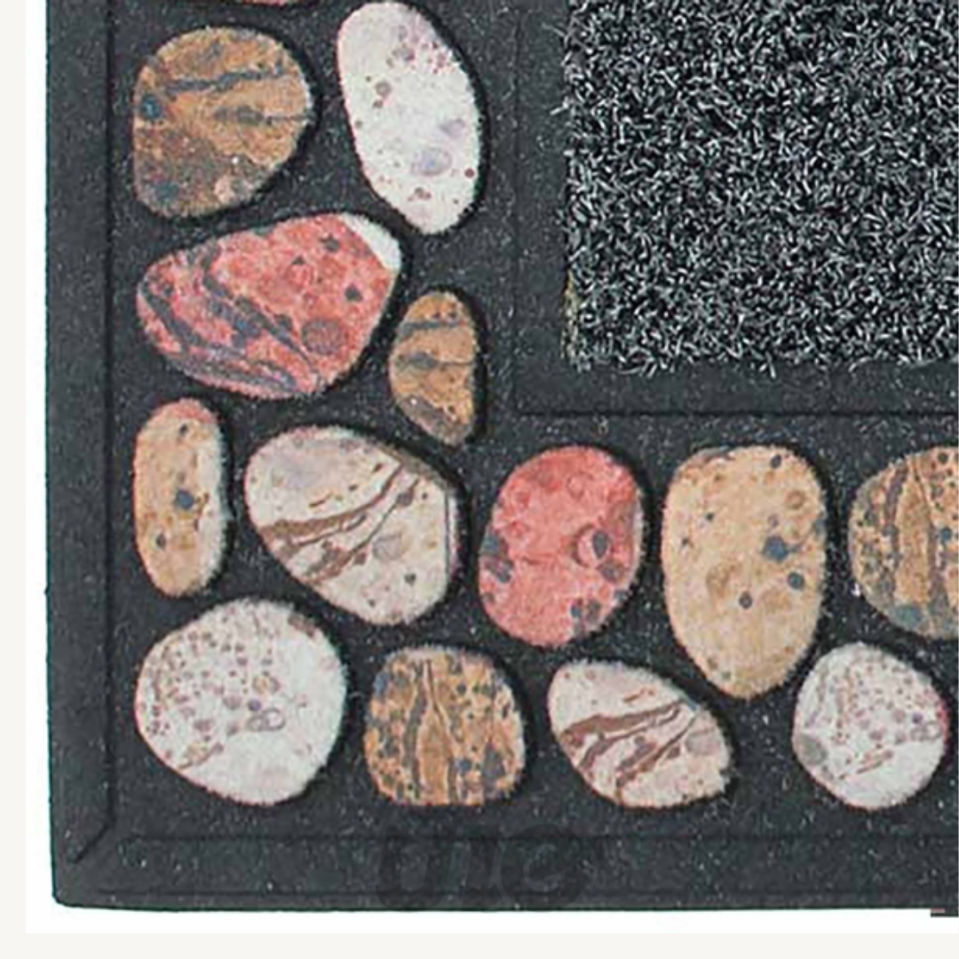 Rectangular 45x75cm Rubber Embossed Cailloux U10 Mat
