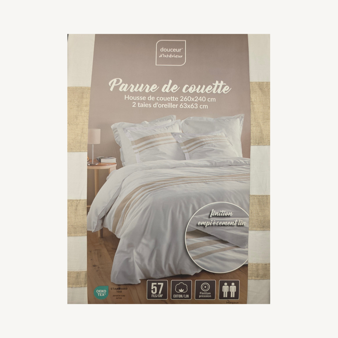 3-piece bed linen set, 260x240cm, Margaux Plain, 57 threads, U10