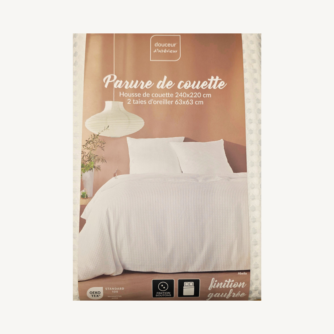 Jogo de Cama 3pçs 240x220cm Abelia Branco Microfibra Liso Relevo U10