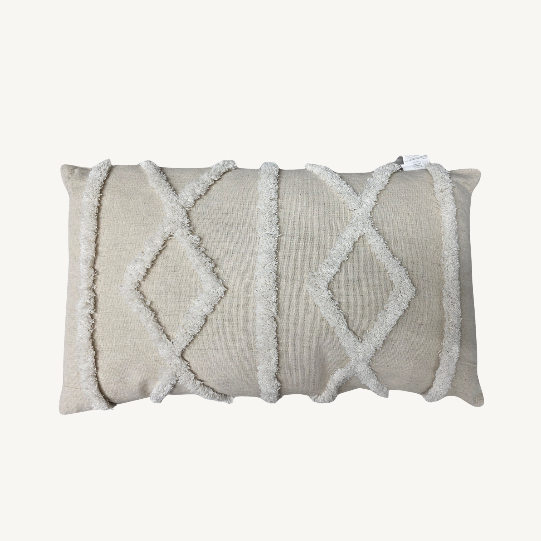Long Cushion +ZIP 30x50cm Natural Sapphire Poly-Cotton with Long Pile U10