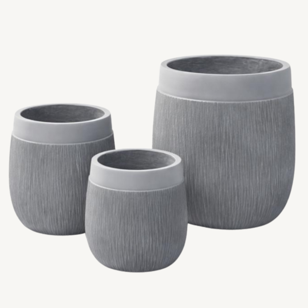 Grey Fluted Plaster Vase M AB