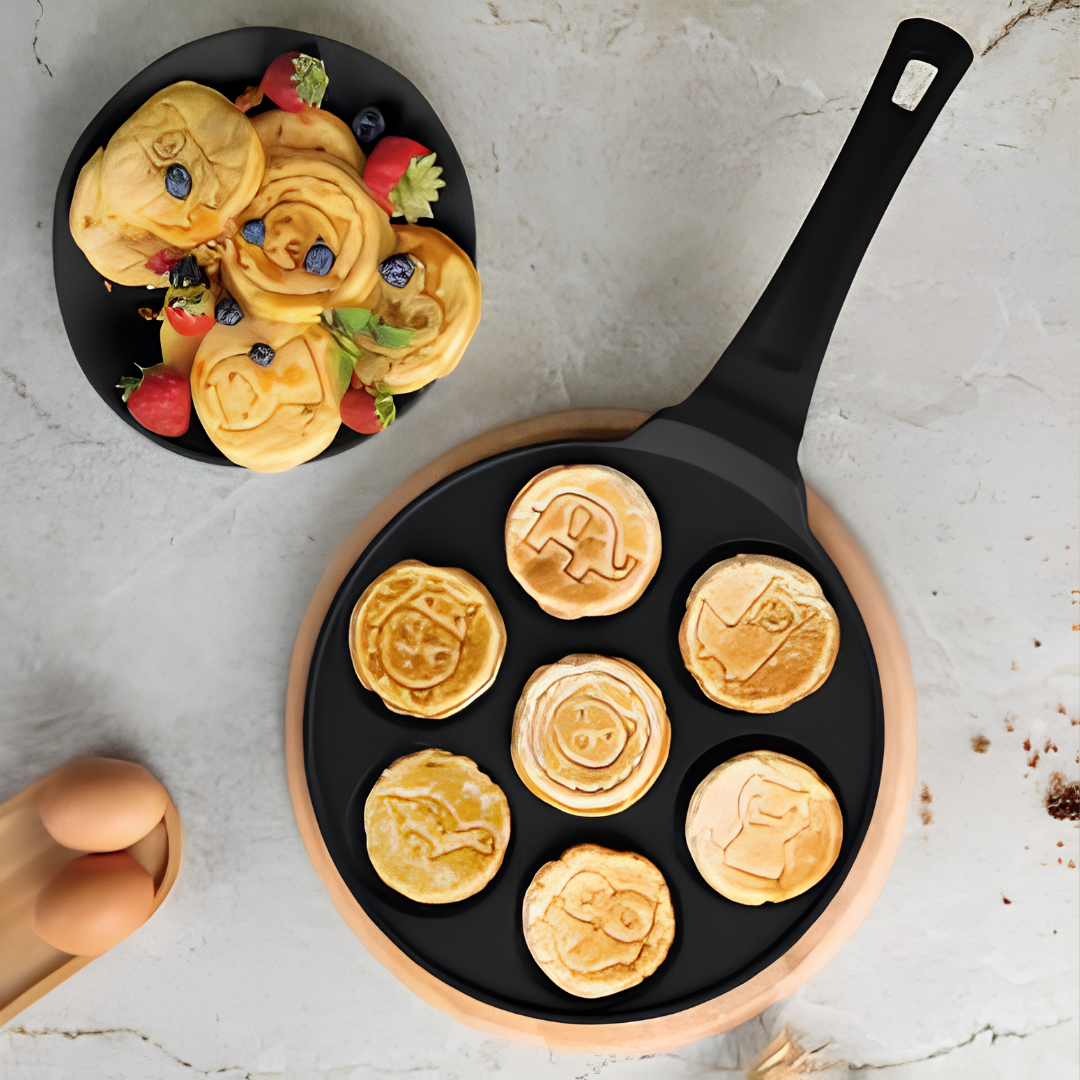 7-Cavity 26cm Animal-Print Pancake Pan, Black Rose Collection BLH