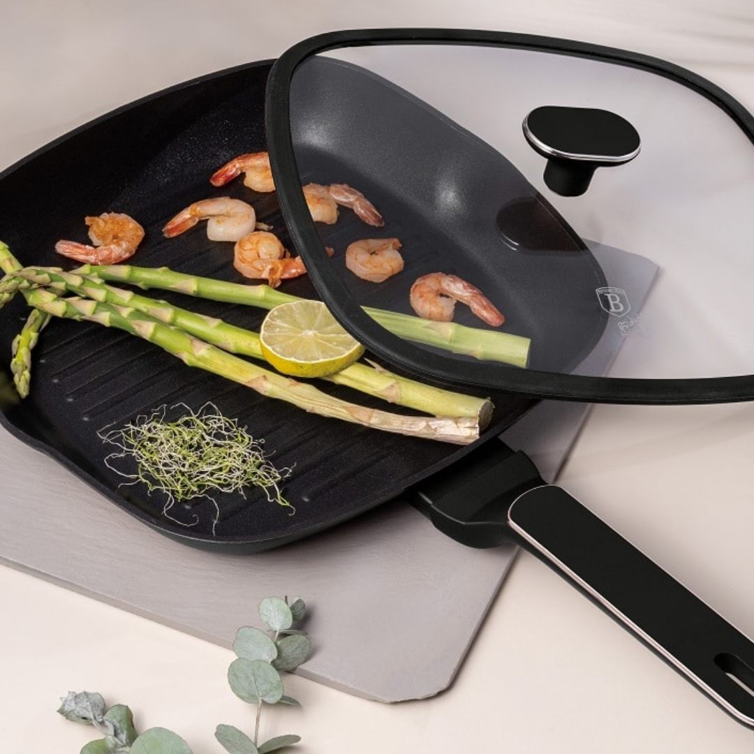 Frigideira Grill c/ Tampa 28cm; Coleção Black Rose BLH