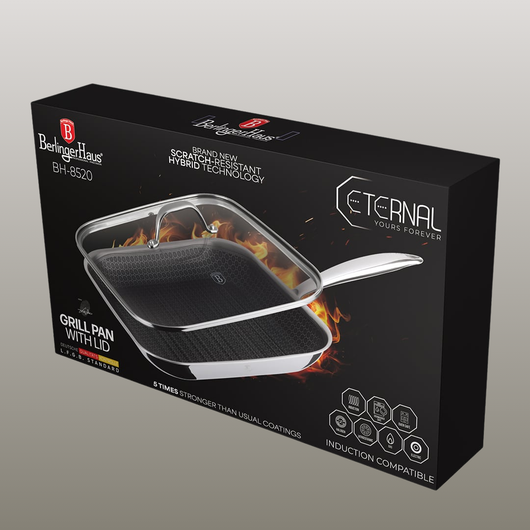Frigideira Grill c/ Tampa 28cm; Coleção Eternal BLH
