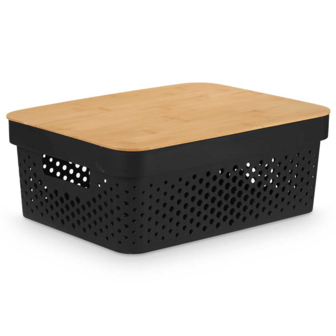 WHITE MEDIUM BAMBOO-LID MULTI-PURPOSE BOX 14CM AR