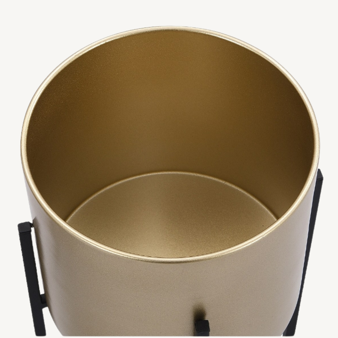 Gold Metal Vase with Black Tripod, 11x28cm, G AR