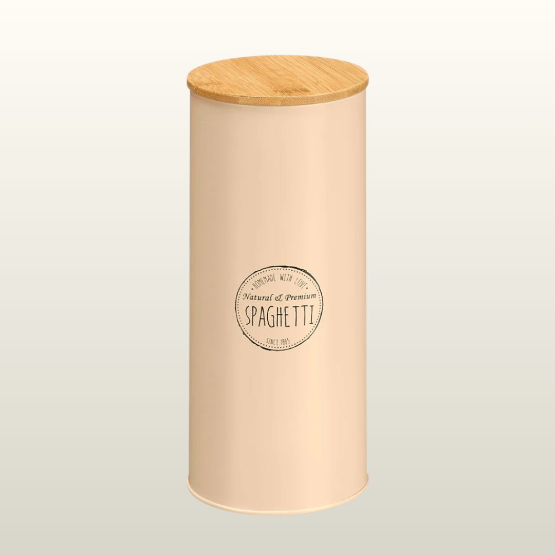 TALL BOTTLE WITH BAMBOO LID, SPAGHETTI, BEIGE SPAGHETTI, AIR