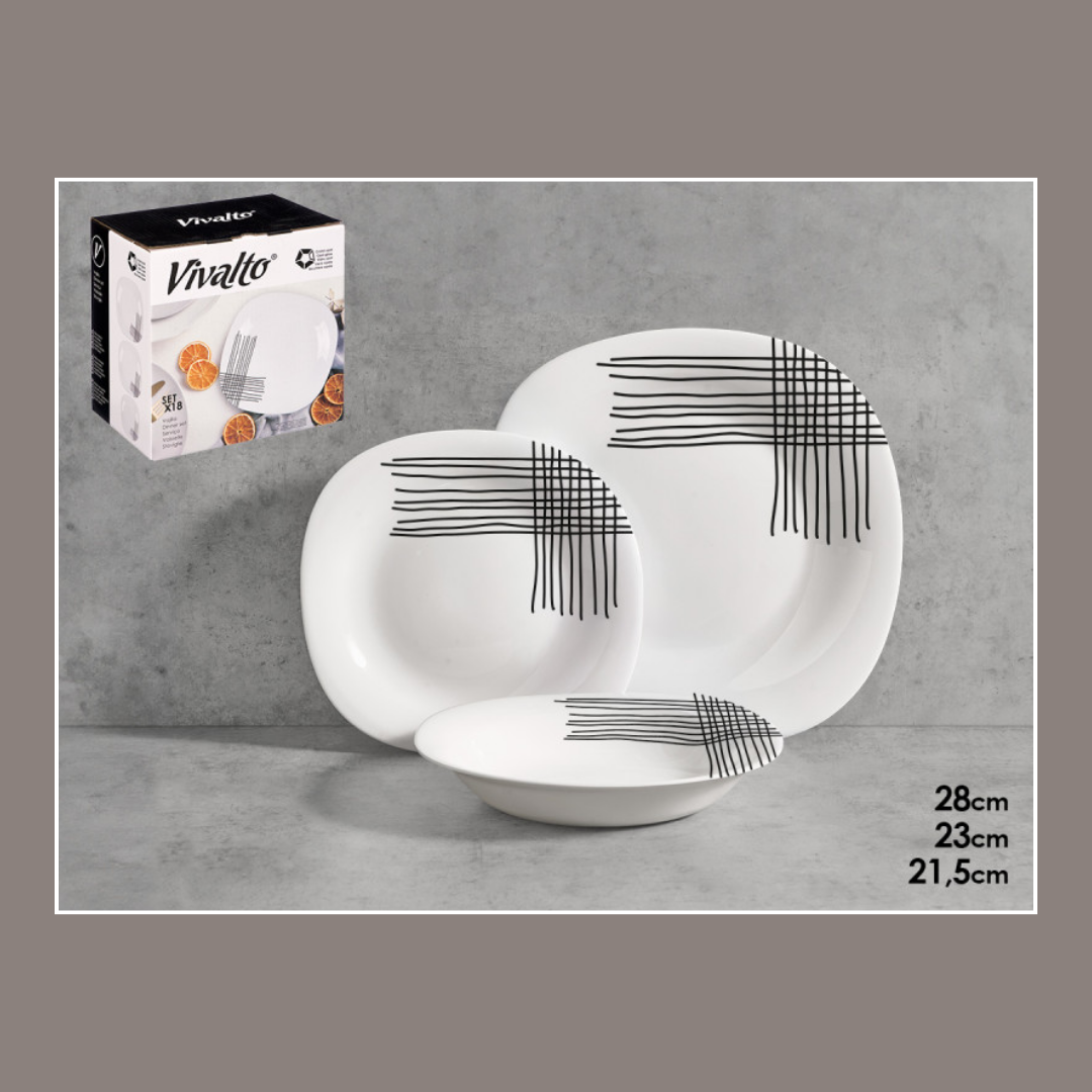 18-PIECE SQUARE DECORATED TABLEWARE SET AR