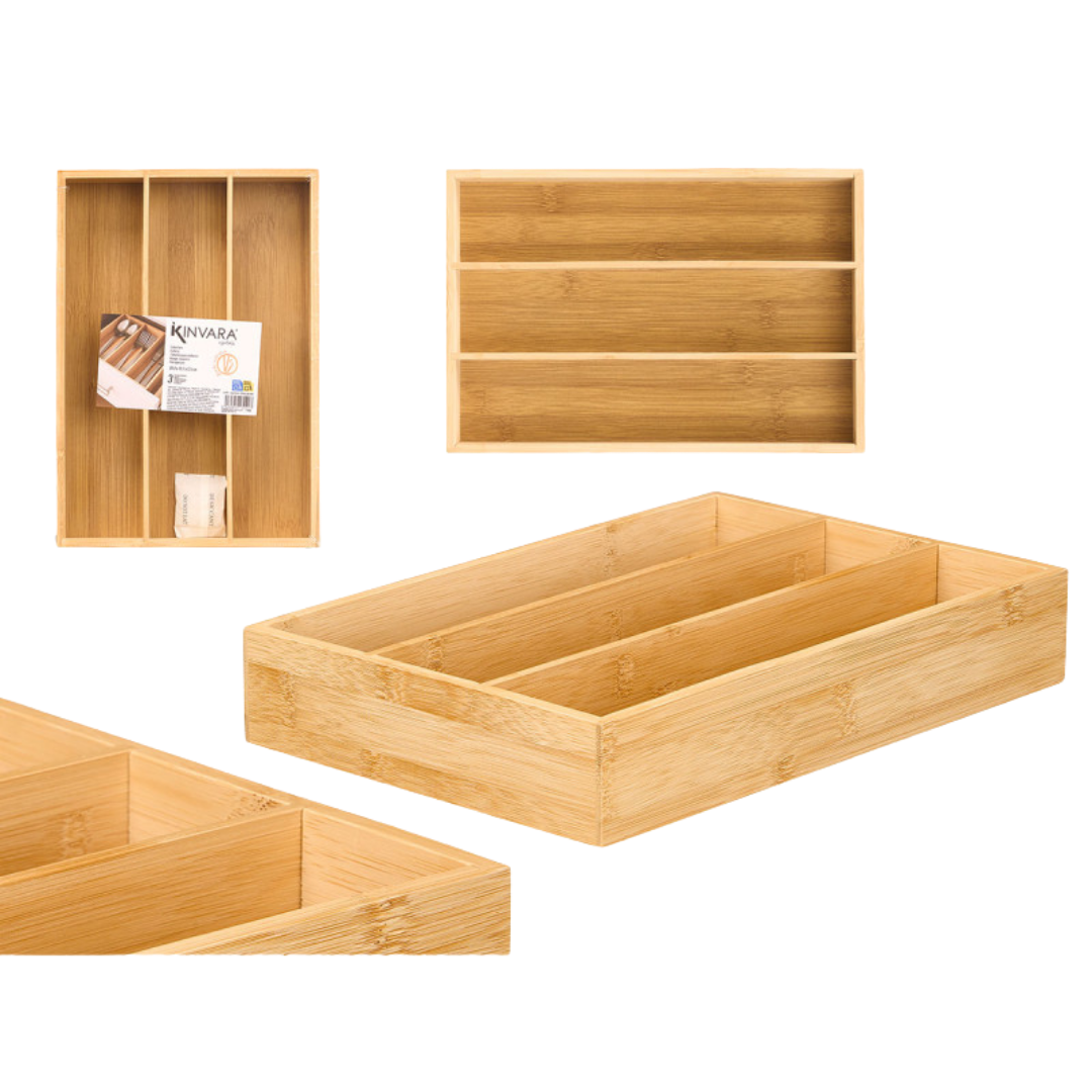 Bamboo Cutlery Tray with 3 Compartments AR