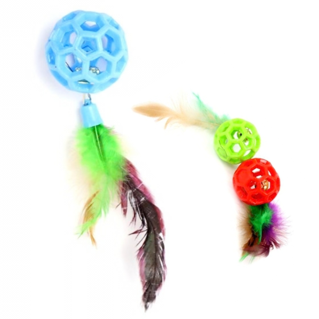 CAT TOY – BALL WITH FEATHERS 20x5cm YMY