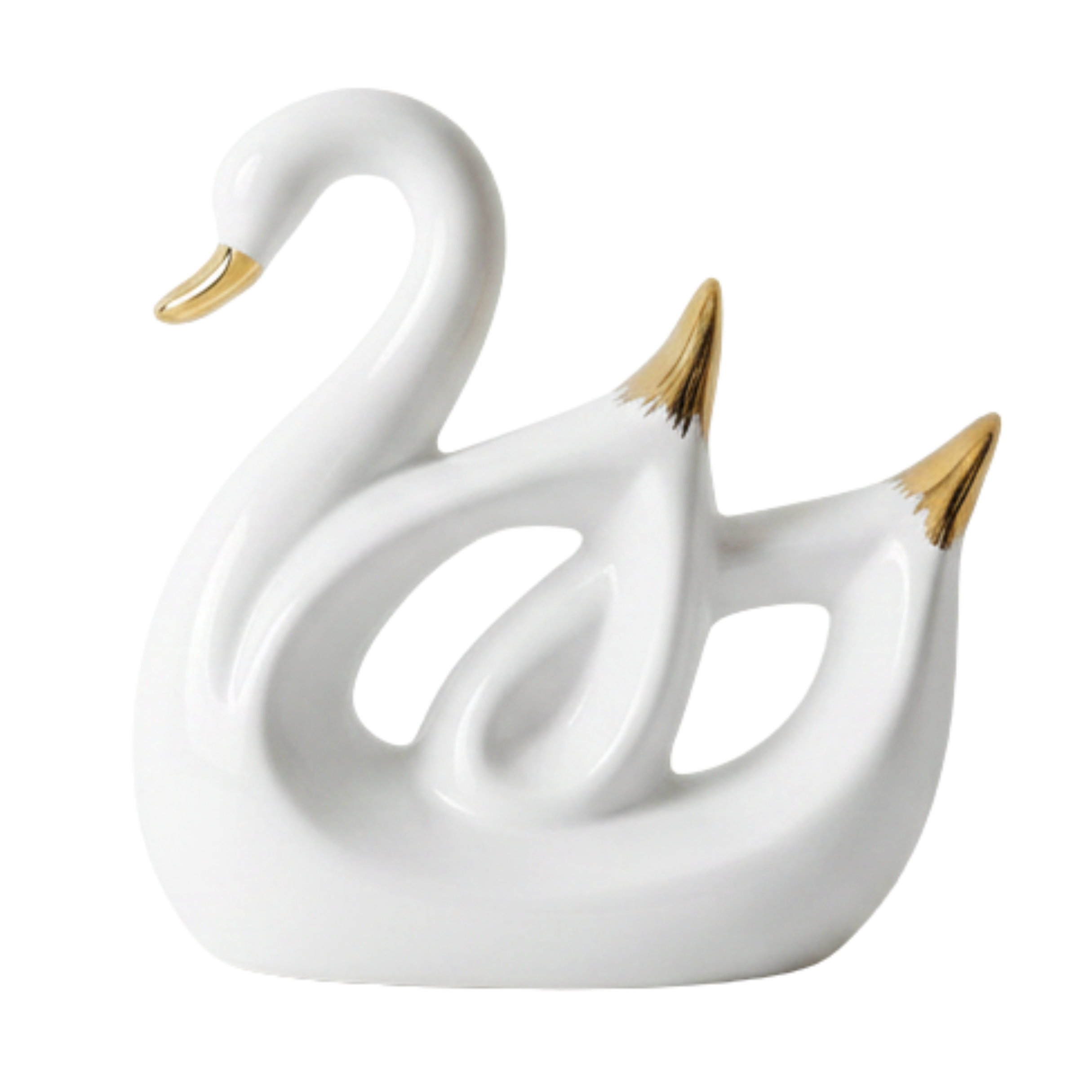 CISNE DECORATIVO BRANCO E DOURADO 14X6X14CM AB