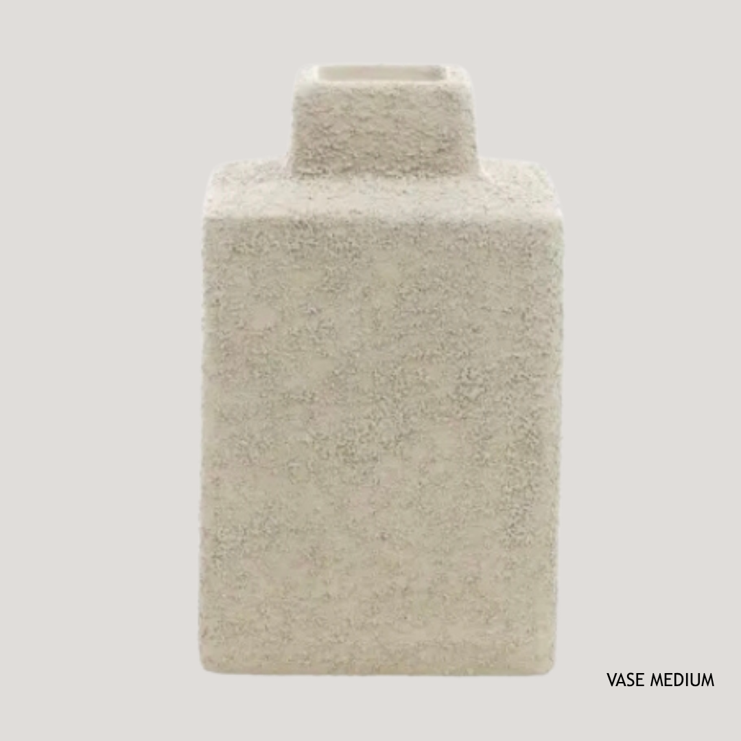 Rectangular Sand-Finish Ceramic Jug, Off-White AB (M)