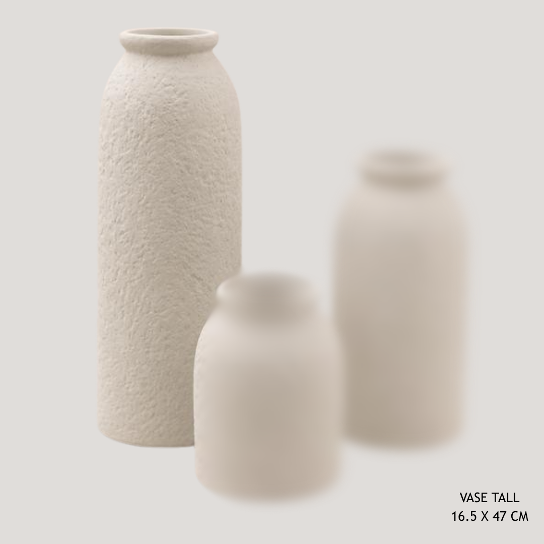Beige Textured Cylindrical Ceramic Jug 10x10x26cm AB