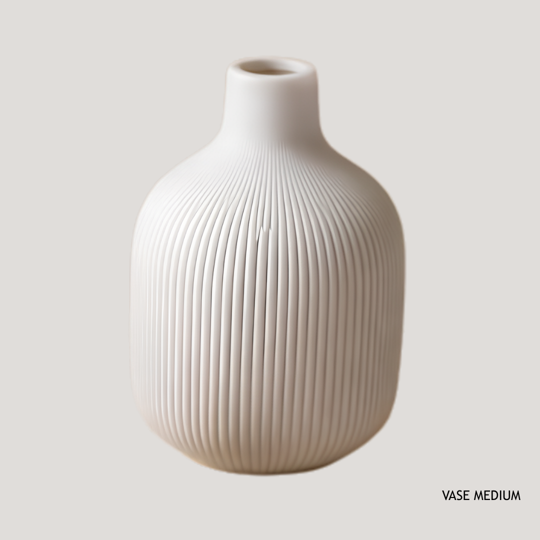 White Fluted Tapered Ceramic Jug 13.7 x 9 x 9 cm AB