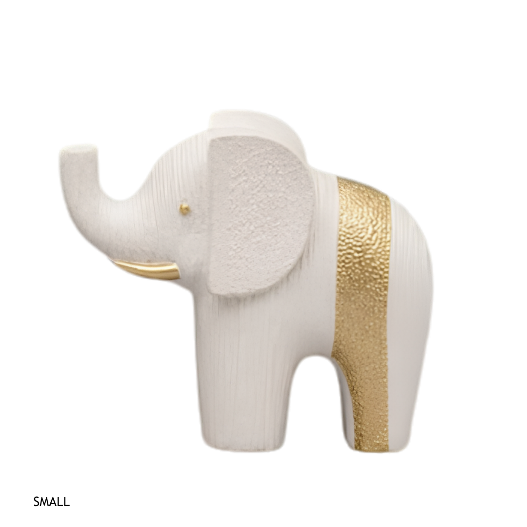 Figura Resina Elefante Pedra e Dourado 14x5x14cm AB
